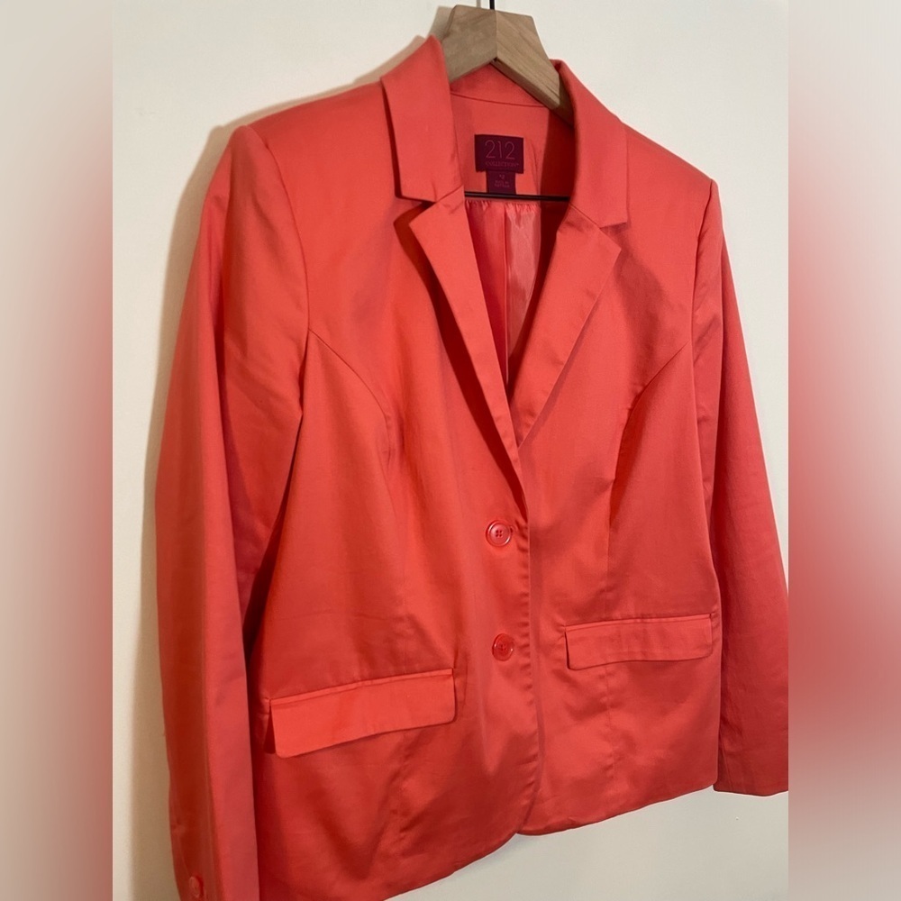212 Collection Women’s Salmon Pink Lined Two Button Blazer Jacket Size 12 - Picture 3 of 11